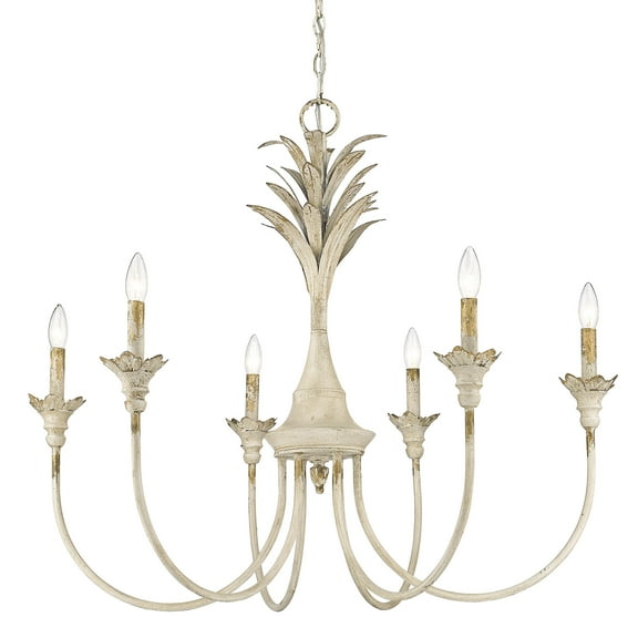 Golden Lighting Lillianne 6-Light Rustic Chandelier in Antique Ivory