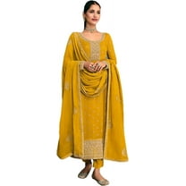 Indian Pakistani Style Stitched Salwar Kameez Suits Designer Trouser Pant Outfits ( Yellow, XS - 36 )