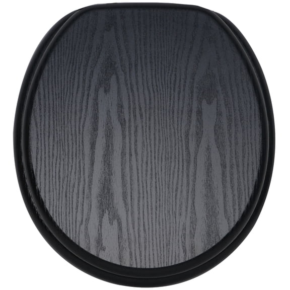 Sanilo Soft Close Toilet Seat ROUND, Quiet and Slow Close Lid and Seat, Strong Bumpers and Hinges, Black Wood