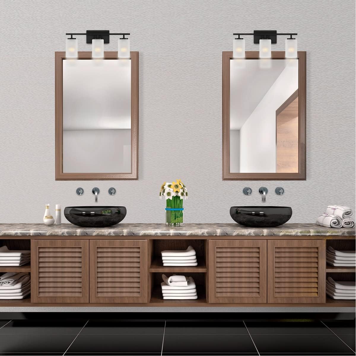 Designers Fountain Carmine 3 Light Matte Black Bathroom Vanity Light Fixture, D239M-3B-MB