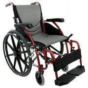 Karman S-115 Ergonomic Ultra Lightweight Manual Wheelchair with Swing Away Footrests and Mag Wheels in Rose Red, 18" Seat Width