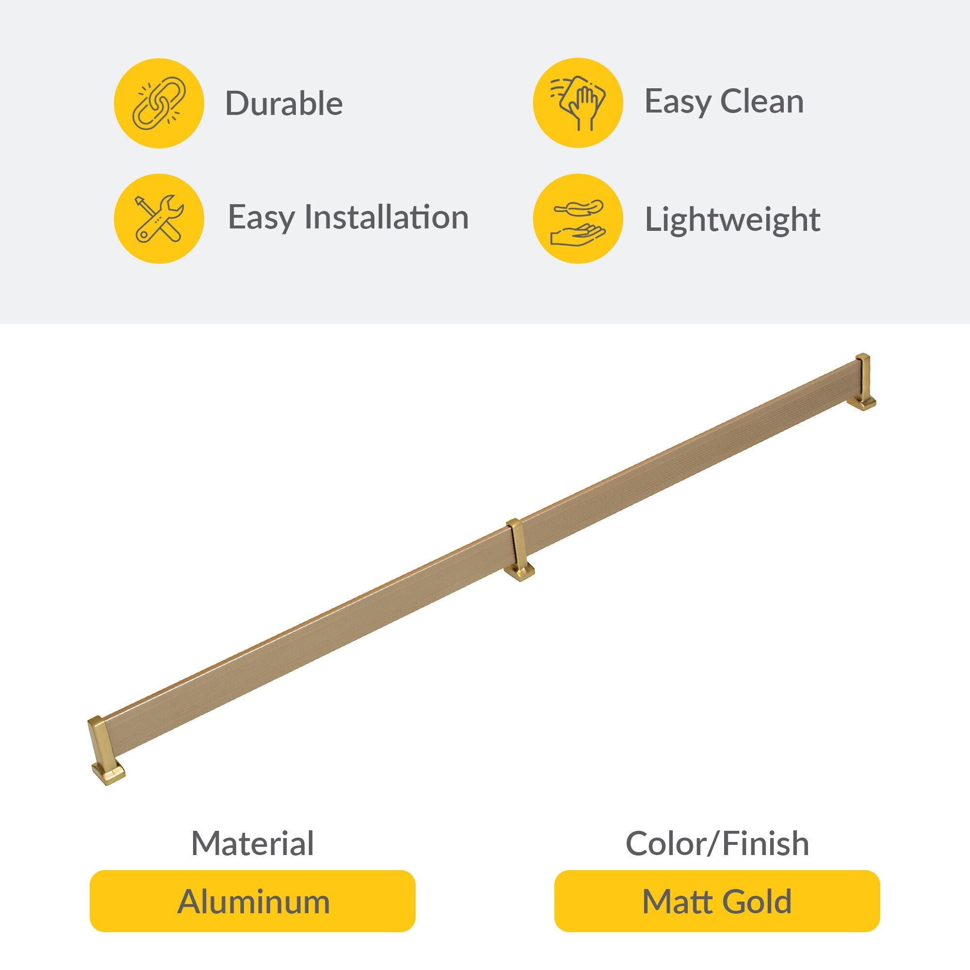Brixwell QHHZ-024 Shoe Fence Set, For shelving 35" Length Matt Gold Finish