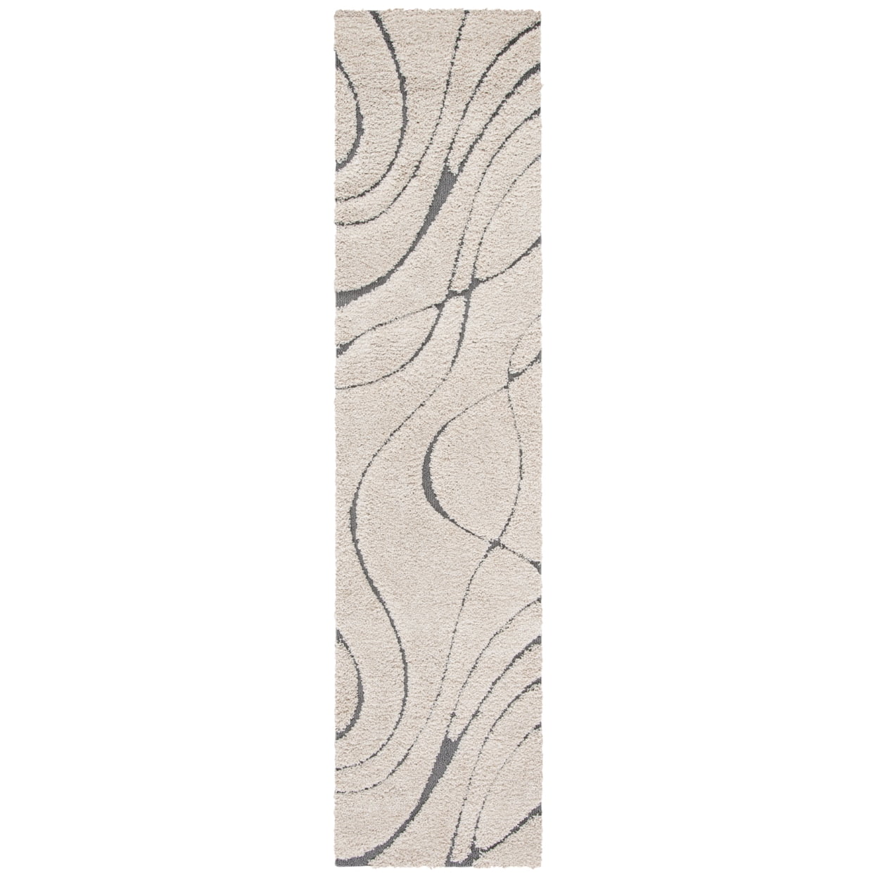 SAFAVIEH Florida Tamzen Abstract Shag Area Rug, Cream/Grey, 9' x 9' Square