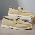 thumbnail image 2 of Mens Breathable Mesh Loafers Casual Slip On Shoes with Horsebit Trim - Lightweight Comfort Walking Shoes - Beige,Size 8.5, 2 of 9
