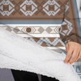 thumbnail image 3 of Oversized Wearable Blanket Hoodie,Brown Geometric Striped Pattern Sherpa Blanket Hoodie with Super Pockets,Super Warm Fuzzy Pullover for Women & Men, 3 of 6