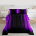 thumbnail image 2 of Manfei Neon Purple Stripe Queen Comforter Set 3 Pieces, Modern Gradient Bedding Sets, Contemporary Geometric Bedding Comforter Set, Luxury Bedroom Decor, 2 of 8