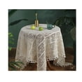thumbnail image 3 of Handmade Crochet Tablecloth Cotton Lace Table Cloth Rectangular Table Cover for Kitchen Dinning Wedding Party Decoration, Beige, 3 of 4