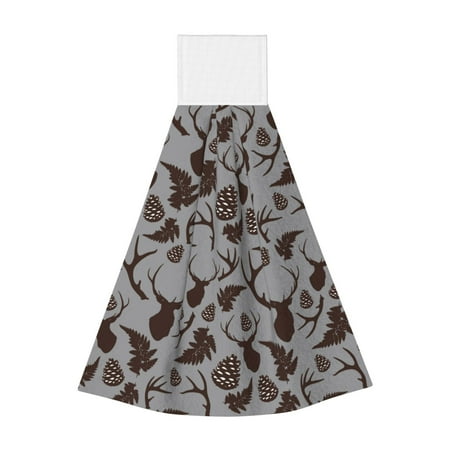 

Sikiie Brown Moose with Pinecones Hand Towel with Loop Hanging Towel Absorbent Tie Towels for Kitchen Tea Bar Bathroom Decor