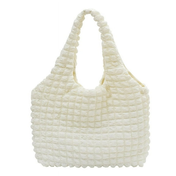 White Pleated Cloud Bag Large Capacity Shoulder Bag Handbag
