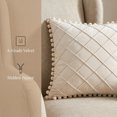 thumbnail image 2 of REGALWOVEN Couch Pillow Cases 1 Pack Soft Pom-poms Velvet Throw Pillow Covers for Farmhouse Home Decor Beige 18" x 18", 2 of 7