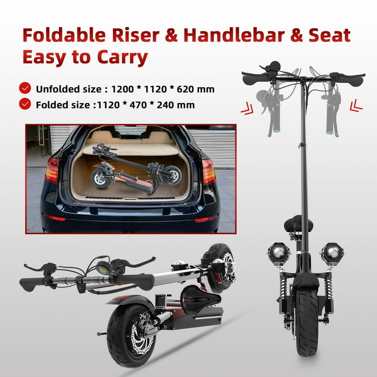 JUEXING Adult Electric Scooter with Seat, Dual Motors 2600W