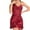 Red, variant on Womens Satin Chemises Nightgowns Draped V Neck Sleepwear Silky Full Slips Nightdress Smoothly Sleeveless Short Loungewear Solid Color Thin Sleepshirts