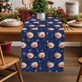 thumbnail image 2 of Christmas Western Santa Claus Table Runner 13x90in Non-Slip Cotton Linen Table Runners, Winter Snowflakes Navy Blue Dresser Scarves TableRunner for Dinner Kitchen Dining Wedding Party, 2 of 9