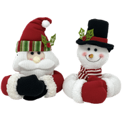 Celebrate A Holiday Christmas Curtain Tiebacks Set of 2, Santa and Snowman Curtain Holders, Curtain Ties, Kitchen Decorations, Wine Bottle Topper or Decor, Holdback