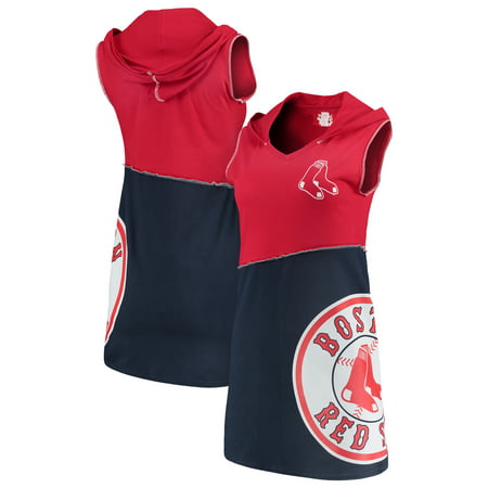 Boston Red Sox Refried Apparel Women's Hoodie V-Neck Sleeveless Mini Dress - Red/Navy