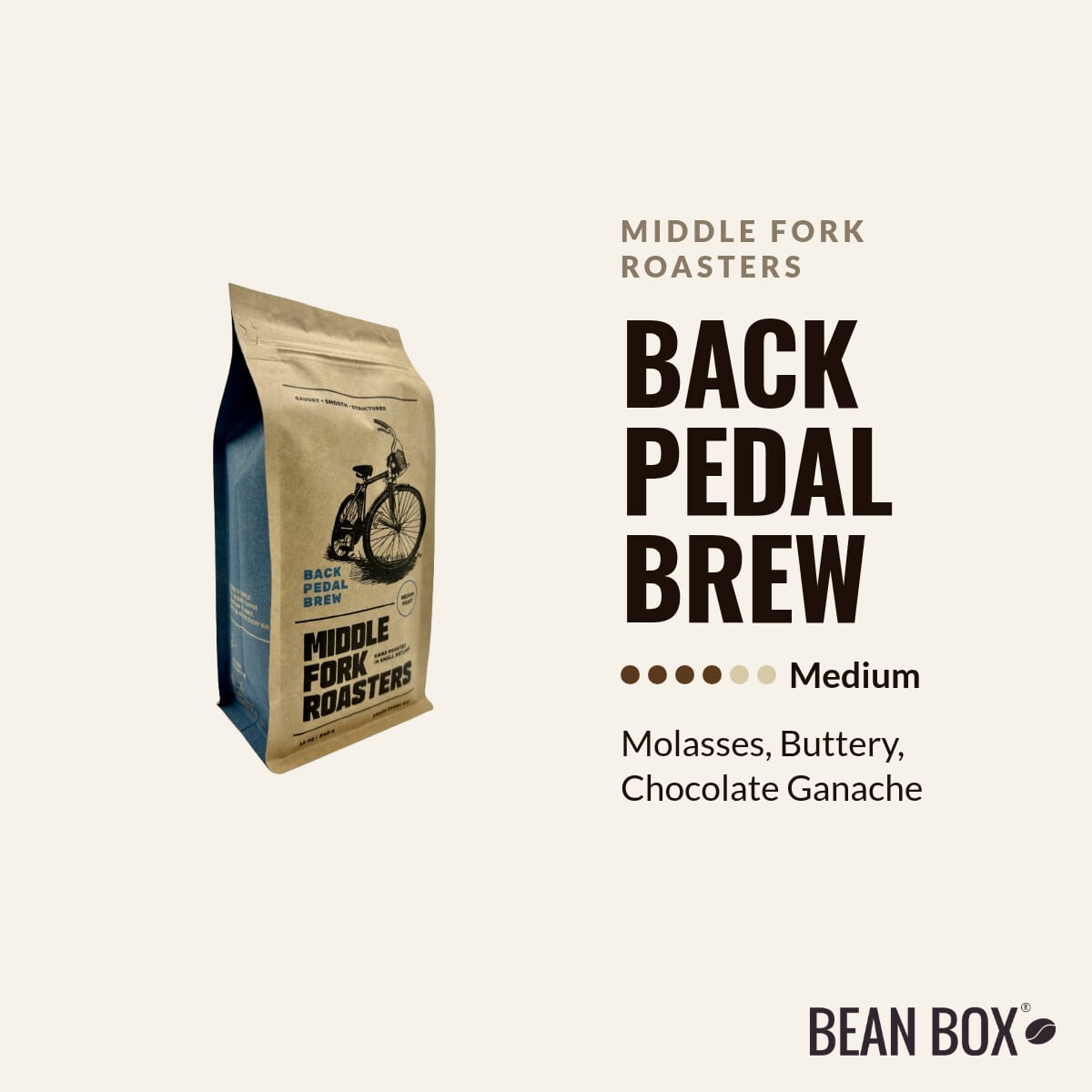 Back Pedal Brew - Roasted by Middle Fork Roasters - Whole Bean Coffee - 2lb Bag