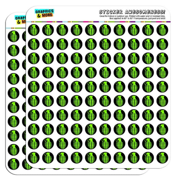 Hand Grenade on Black 1/2" (0.5") Scrapbooking Crafting Stickers
