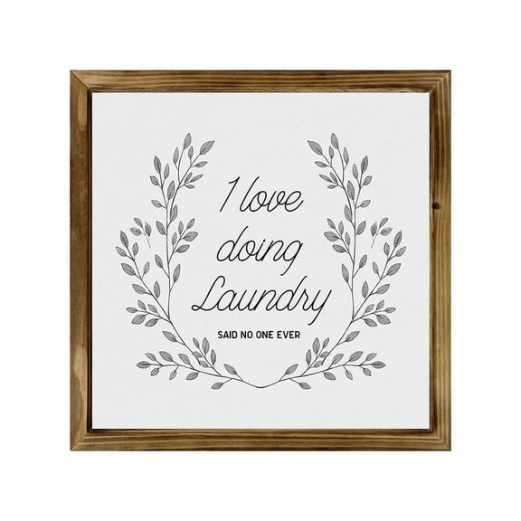 Eveokoki I Love Doing Laundry Sign 16x16 Inch, Rustic Farmhouse Decor Home Sign, Wall Decorations Living Room, Modern Farmhouse Wall Decor, Laundry Sign and Laundry Room Decor with Solid Wood Frame