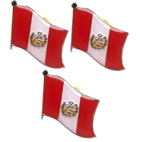 Peru Single Flag Lapel Pins, pack of 3