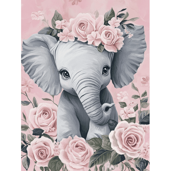 Floral Elephant Canvas Wall Art, Perfect for Bedroom, Living Room, Nursery, Bathroom, and Office Decor.