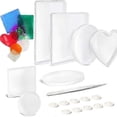 thumbnail image 1 of Silicone Resin Molds Kit - 18-Piece 7 Styles DIY Craft Supplies with Square, Round, Heart Coaster Molds for Epoxy Art, 1 of 5