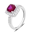 thumbnail image 2 of Arista Created Ruby and Created White Sapphire Halo Women's Engagement Ring in Sterling Silver, 2 of 3