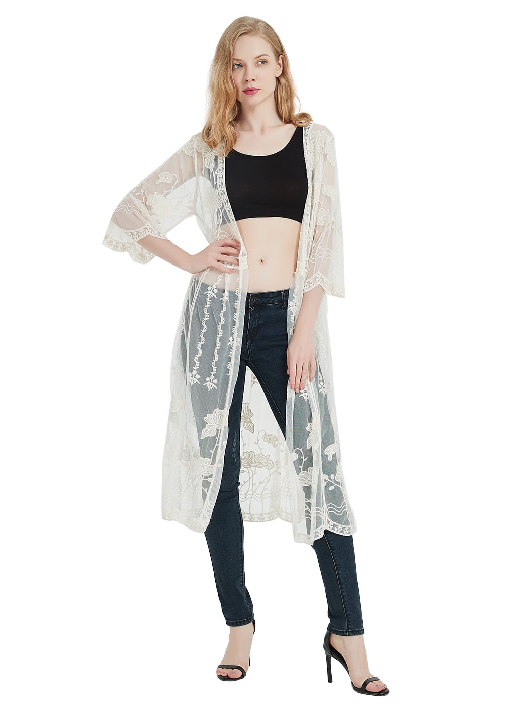 Floral Cardigan, Beige 
