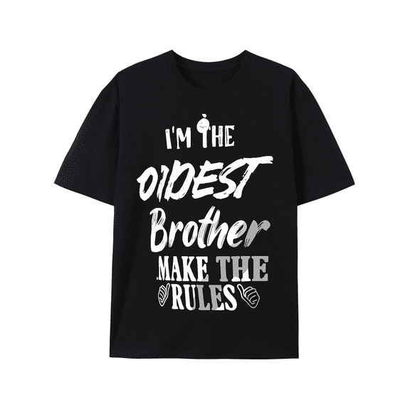 Hilarious Cotton Blend Oldest Brother Rule Maker - Short Sleeve Casual Tee for Men, Perfect All-Season Gift Idea