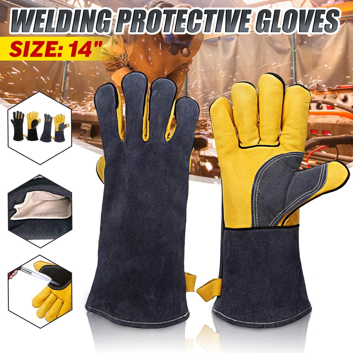 Electric Welding Gloves Heat Heavy Duty Protective Gear Stoves Wood Burner