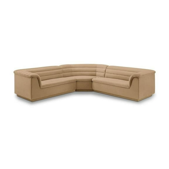 Meridian Furniture Cascade Camel Velvet Fabric Modular Sectional