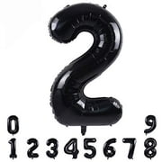 40 Inch Black Large Numbers Balloons0-9,Number 2 Digit Helium Balloons,Foil Mylar Big Number Balloons for Birthday Party Supplies Decorations
