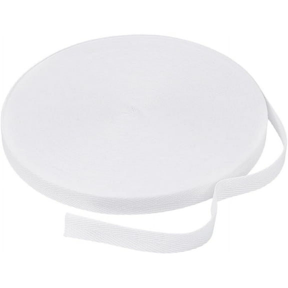 50 Yards White Cotton Twill Tape 5/8 Inch Wide Cotton Ribbon Bias Binding Tape Herringbone Webbing Trim for Sewing Gift Wrapping DIY Craft Making 1 Skein