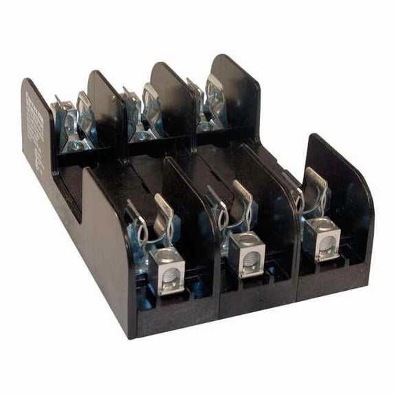 Open Fuse Block, 0 to 30A Amp Range, 600V AC/DC Volt Rating, 3 Poles, Box Lug