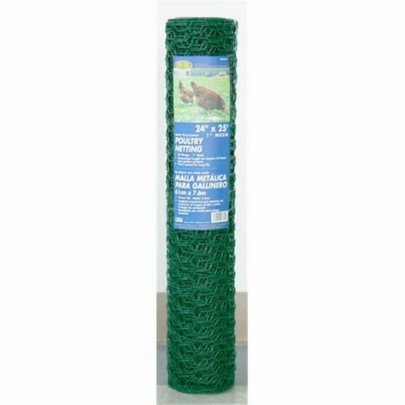 Mat 24in. x 25ft. 1in. Mesh PVC Coated Green Poultry Netting