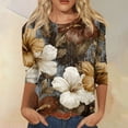 thumbnail image 2 of Women's Fashionable Casual Round Neck Three-quarter Sleeve Retro Print T-shirt Top, 2 of 5