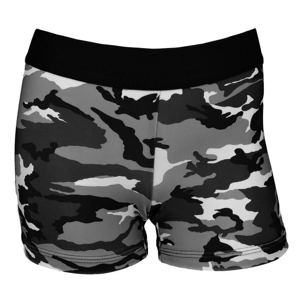 MadSportsStuff Womens 3 Inch Spandex Compression Shorts (Black Camo