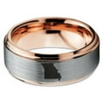 thumbnail image 2 of Tungsten Missouri Show Me State Band Ring 8mm Men Women Comfort Fit 18k Rose Gold Step Bevel Edge Brushed Polished, 2 of 4