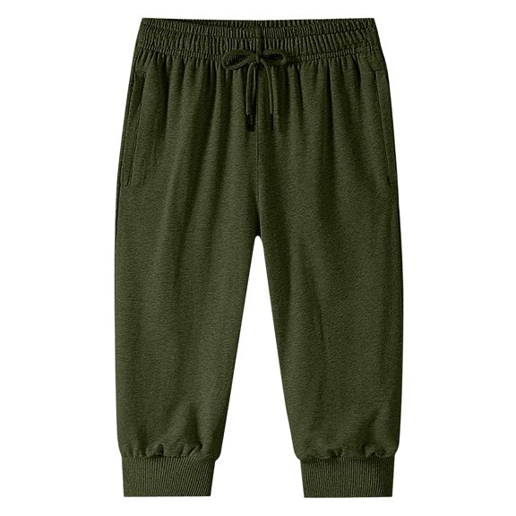CONZONE Men's Baggy Capri Sweatpants Straight Leg Sweat Pants for Men Trendy Elastic Waist Drawstring Solid Soft Casual Joggers Pant With Pockets