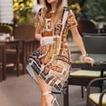thumbnail image 3 of Easygdp Hand Drawn Vintage Coffee para Vestido Transpirable de Mujer, Vestido Suelto de Manga Corta con Pliegues y Bolsillos para el Verano, 3 of 6