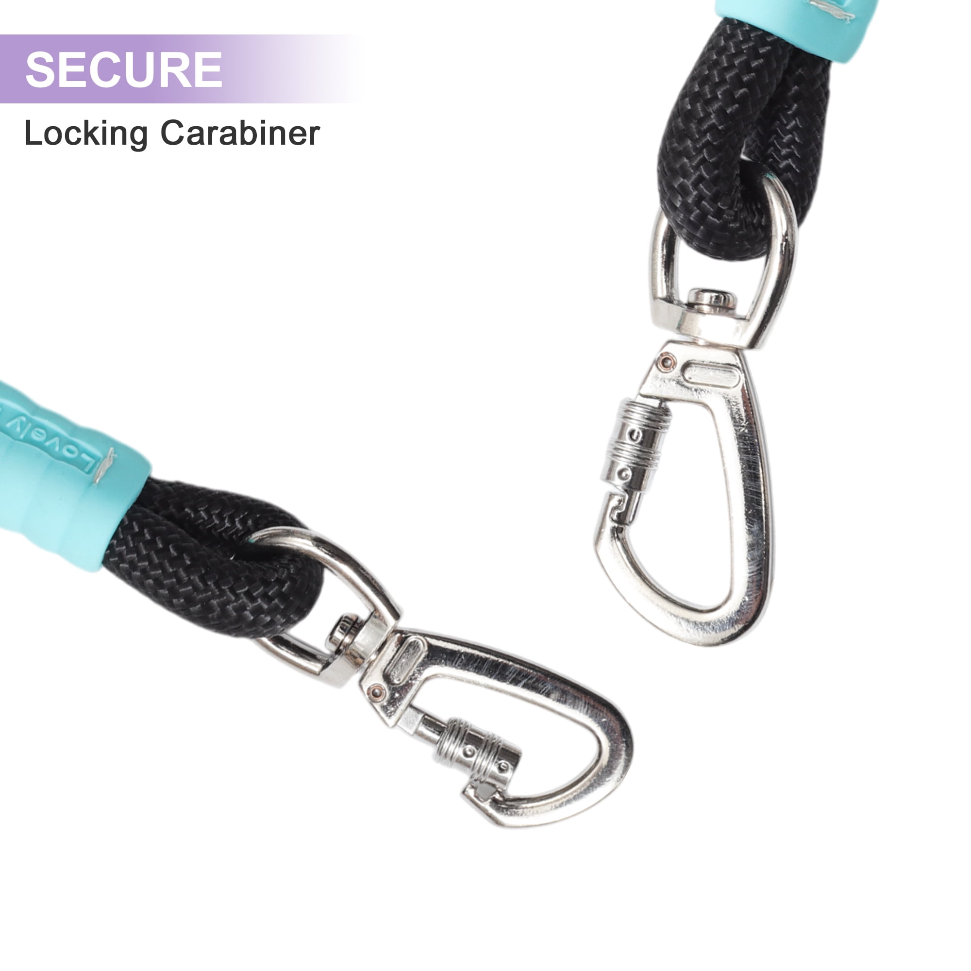 Unique Bargains Hands-Free Double Handle Dog Leash 5ft Heavy Duty Padded Waist