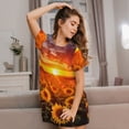 thumbnail image 3 of Xecao Sunset Golden Sunflower Field for Women's Loose Nightgown Sleepwear Short Sleeves Shirt Casual Print Sleepdress, 3 of 6
