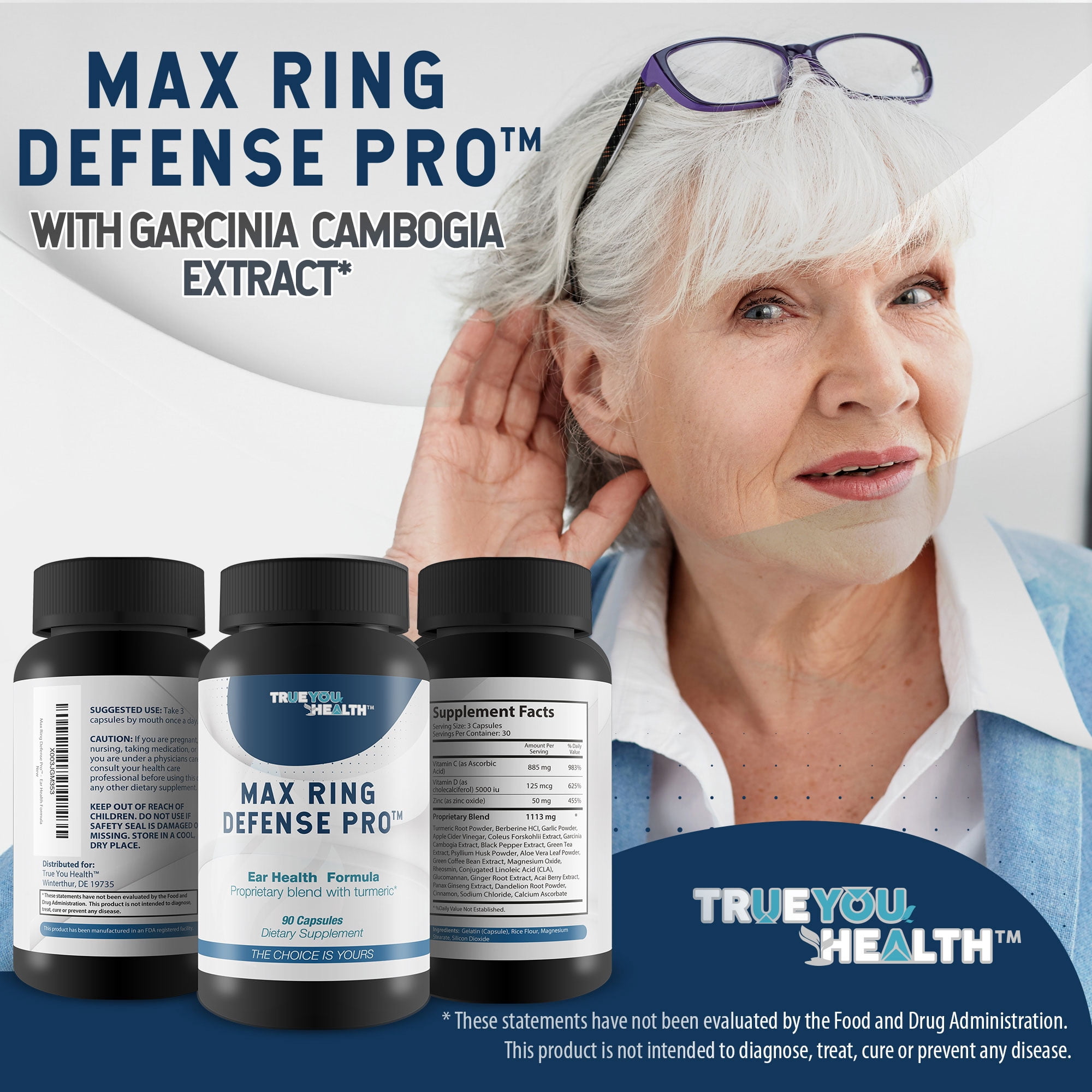 Tinnitus Max Ring Defense Pro - Ear Health Formula - Reduced Ear Ringing & Hearing Loss Support - Contains Turmeric & Garlic to Support Healthy Swelling Response, Improve Circulation to the Inner Ear