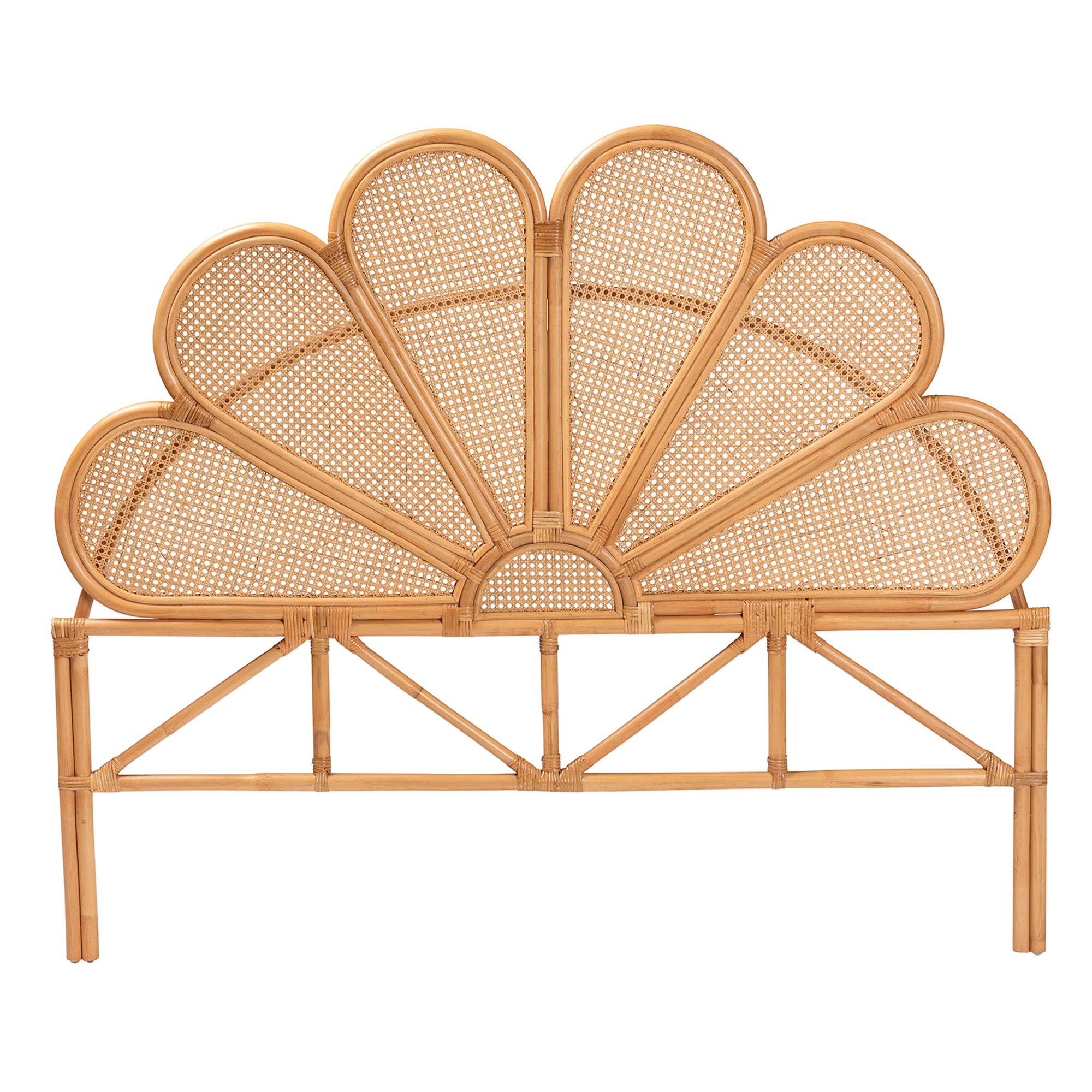 bali & pari Flower Boho Standalone headboard, King, Light honey