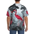 thumbnail image 3 of Vsdgher Flamingo On The Jungle Men's Cuban Shirt, Hawaiian Shirts, Business Casual Button Down Shirts, Short Sleeve Shirt-Large, 3 of 5