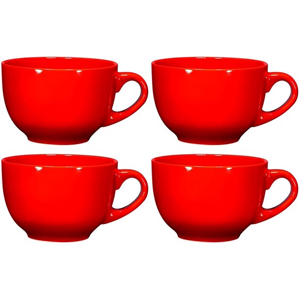 Jumbo Soup Bowl and Cereal Mugs Wide Ceramic Mug Set of 4, 24 Ounce, By