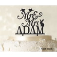 thumbnail image 1 of Mr And Mrs Wedding Custom Cake Topper With Birds And Rabbit Elegant Color Option Available 6-7 Inches Wide, 1 of 1