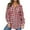 D-Pink, variant on UVN Plaid Shirt for Women Oversized Flannel Long Sleeve Shirts Casual Button Down Blouse Tops with Pockets
