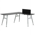 thumbnail image 2 of BlackArc Black Gaming Desk with L-Shaped 89.5" Diagonal Width - Black Laminate Top and Powder Coated Silver Metal Frame, 2 of 10