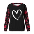 thumbnail image 4 of FASHOFT Valentines Shirts for Women Cute Love Heart Graphic Shirts Heart Print Long Sleeve Tops Crewneck Pullover Sweatshirt Black L, 4 of 4