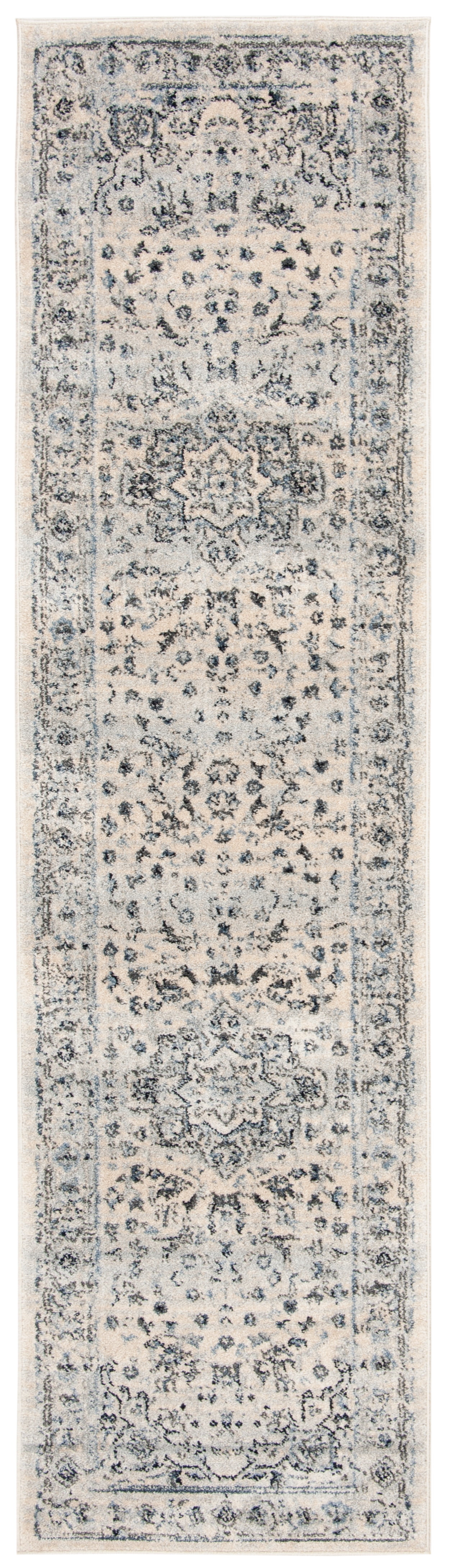 SAFAVIEH Charleston Zharko Floral Runner Rug, Ivory/Light Blue, 2' x 8'